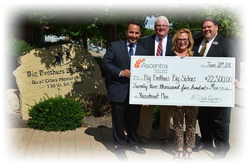 ACUF check presentation to Big Brothers Big Sisters Ascentra CU Foundation presents check to Big Brothers Big Sisters