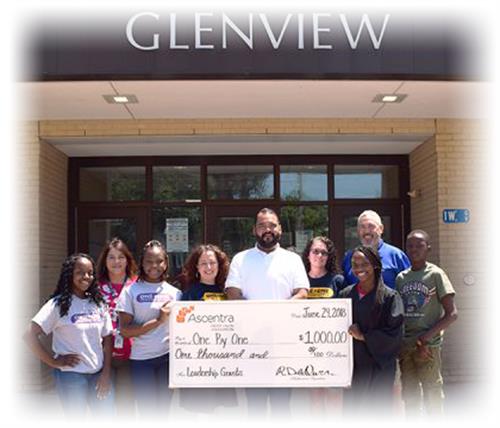 Ascentra Credit Union Foundation awards one thousand dollar grant to one by one at Glenview Elementary