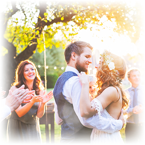 Happy couple getting married