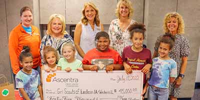 girl scouts with ascentra leaders