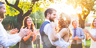Couple at their wedding
