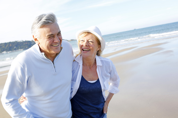 Retired couple on the beach