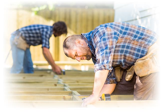 Men building a deck.