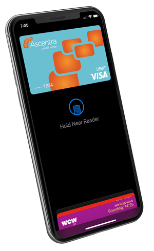 Digital Wallet Iphone with ascentra debit card in digital wallet