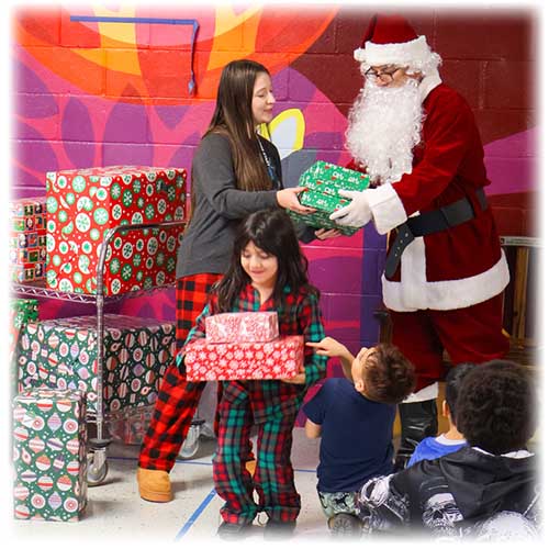 Santa delivering toys