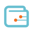 Blue wallet with orange dots