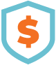 Blue shield with orange dollar sign