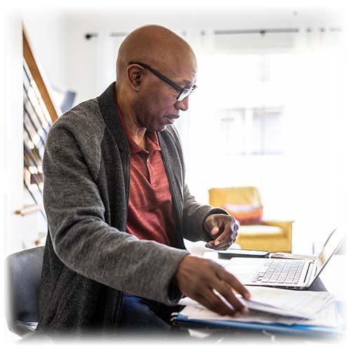 A man working at a computer