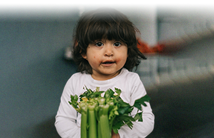Little girl holding celery